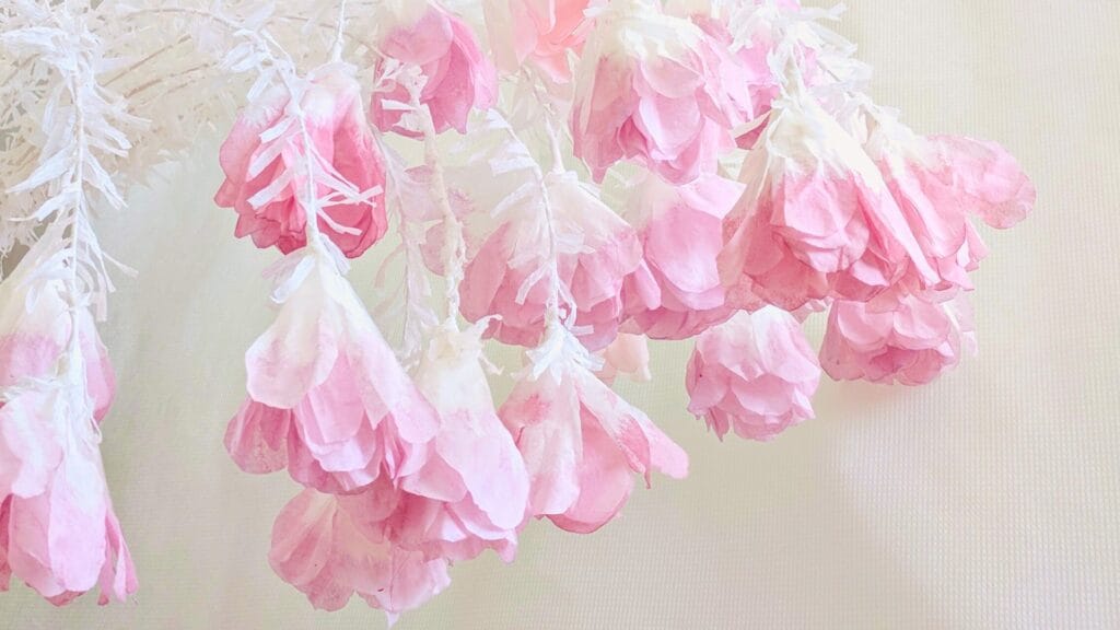 pink hanging coffee filter flowers - blooming archives