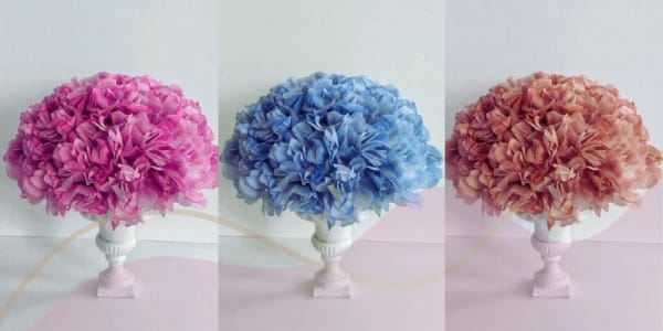 bridal shower blue pink tan flowers