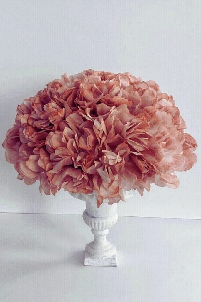 Six vases paper flowers for bridal shower - varied -colours 