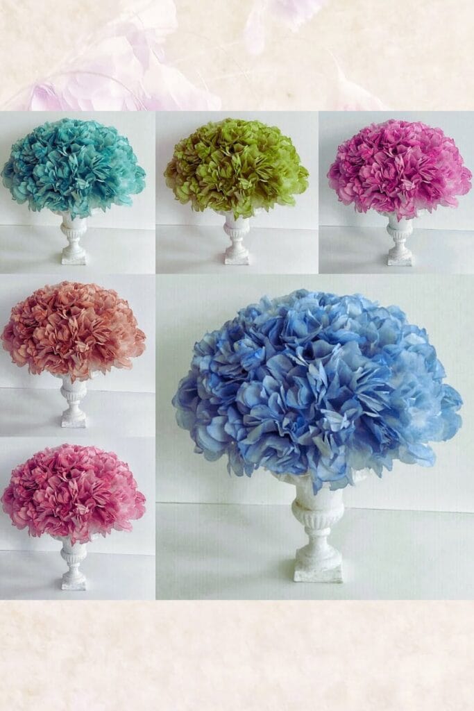a variety of bridal shower paper flowers